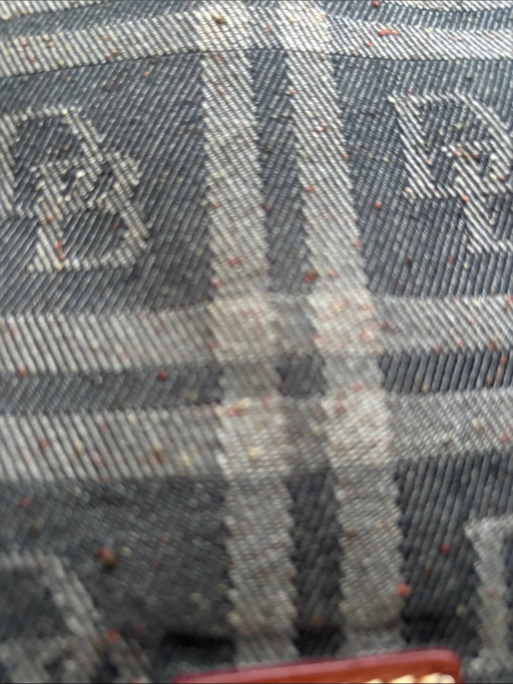 Dooney & Bourke Gray Plaid Canvas Tote with Brown Leather Trim